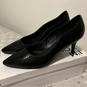 Long Tall Sally Black Maci Croc Court Heel
